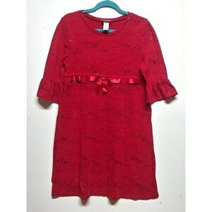 Jenny & Me Girl's sweater Dress Sz 20.5 Red embellished bling fit flare 3/4 slv